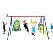 Kids Swing Set Seesaw Basketball Hoop Football Soccer Goal Tent Ladder Trapeze Bar Climbing Saucer 6in1 Child Outdoor Playground Activity Centre