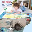 Magic Water Doodle Mat with Pens Stamps Cartoon Colouring Drawing Rug Carpet Painting Canvas Writing Board Pad Aqua Art DIY Educational Toy 120x90cm