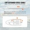 Boat Steering Cable, 17 Feet Outboard Marine Rotary Steering Cable, 1/2 Ton High Tensile Strength, Steel Steering Wheel Cable Compatible with Most Single-Station Outboard Steering Systems