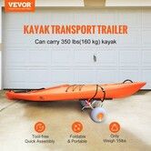 Adjustable Kayak Cart Canoe Carrier 350lbs Load with 12'' Tires Foldable