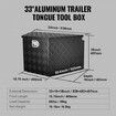 Trailer Tongue Box, Aluminum Alloy Diamond Plate Tongue Box Tool Chest, Heavy Duty Trailer Box Storage with Lock and Keys, Utility Trailer Tongue Box for Pickup Truck, RV, Trailer,33"x19"x18"