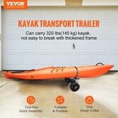 Adjustable Kayak Cart Canoe Boat Carrier 320lbs Load with 10'' Solid Tires