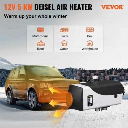 5KW Diesel Air Heater 10L Tank Diesel Heater 12V Diesel Parking Heater Muffler with LCD Thermostat and Remote Control for RV Bus Trailer Motor-home and Boats