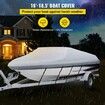 Waterproof Boat Cover, 16'-18.5' Trailerable Boat Cover, Beam Width up to 98\" v Hull Cover Heavy Duty 210D Marine Grade Polyester Mooring Cover for Fits V-Hull Boat with 5 Tightening Straps