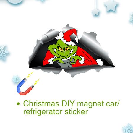 Grinch Christmas Car Refrigerator Decorations Reflective Bulb Magnets Ornaments Christmas Holiday Home Decor