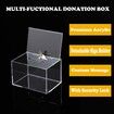 Clear Donation Box with Lock,Ballot Box with Sign Holder,Suggestion Box Storage Container for Voting,Raffle Box,Tip Jar 16x11.5x10cm (Clear)