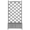 Planter with Trellis Grey Solid Wood Fir