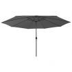 Outdoor Parasol with LED Lights and Metal Pole 400 cm Anthracite