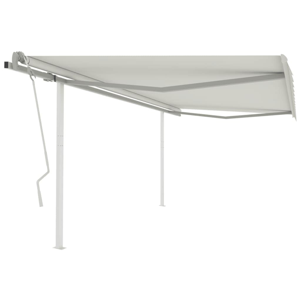 Manual Retractable Awning with Posts 4x3 m Cream