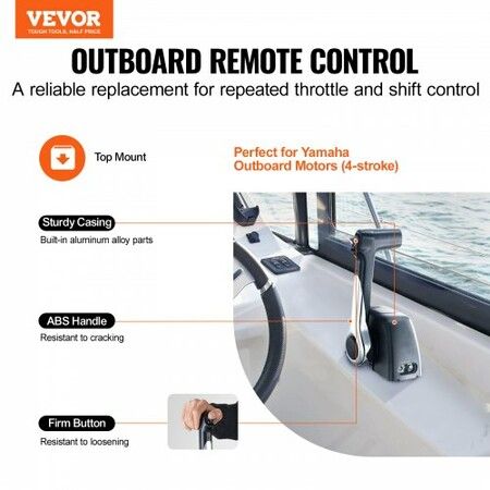 Boat Throttle Control, 704-48205-P1 Top-Mounted Outboard Remote Control Box for Yamaha 4-Stroke, Marine Throttle Control Box with Power Trim Switch and 4.6 ft Harness with 5 Pin Connector