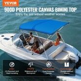 3 Bow Bimini Top Boat Cover, 900D Polyester Canopy with 1" Aluminum Alloy Frame, Waterproof and Sun Shade, Includes Storage Boot, 2 Support Poles, 4 Straps, 182.88'L x 116.84"H x 170.18"-182.88"