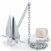 Fluke Anchor 13 LBS Galvanized Steel Boat Anchor Chain Rop Two Shackles