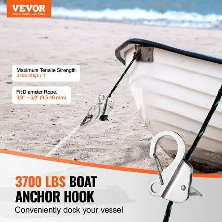 Boat Anchor Hook Stainless Steel Knotless Anchor System with Quick Release