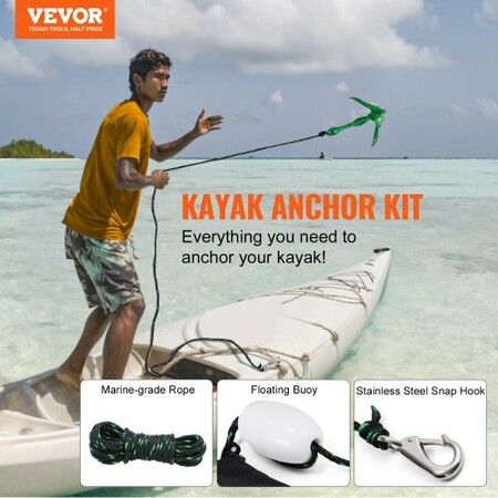 Kayak Anchor Kit 3.5 lb Paddle Board Anchor Kit with 26.2 ft Rope and Buoy