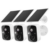 Solar Security Cameras Wireless Outdoor,Battery Powered 3K 4MP Surveillance Indoor WiFi Smart Cameras,Motion Detection,Waterproof,Color Night Vision,2 Way Audio (3Pack)