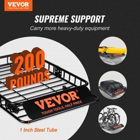 Roof Rack Cargo Basket 200 LBS 51"x36"x5" for SUV Truck with Luggage Bag