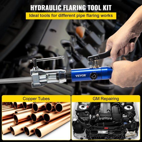 Hydraulic Flaring Tool Kit, 45° Double Flaring Tool, Brake Repair Brake Flaring Tools for 3/16"-1/2", Brake Flare Tool with Tube Cutter, 32 PCS Tube Flaring Tools for Copper Lines, Black