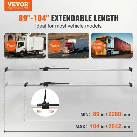 Cargo Bar, Ratcheting Cargo Bar Adjustable from 89" to 104", Heavy-duty Steel Cargo Stabilizer Bar with 140.16KGS Capacity, Truck Bed Load Bar for Pickup Truck Bed, Trailer, Semi Trailer (4 pcs)