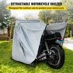 Motorcycle Shelter, Waterproof Motorcycle Cover, Heavy Duty Motorcycle Shelter Shed, 420D Oxford Motorbike Shed Anti-UV, 110.2\"x41.3\"x63.8\" Grey Shelter Storage Garage Tent with Lock & Weight