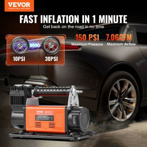 Heavy Duty Air Compressor 7.06CFM 150PSI Portable Tire Inflator Air Pump