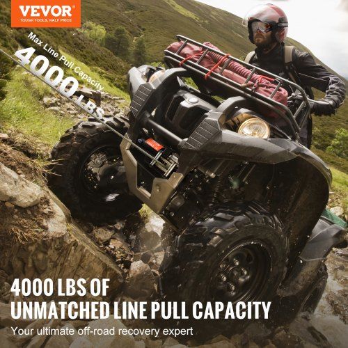 Electric Winch ATV UTV 1814 kg Steel Cable IP55 Waterproof Remote Control