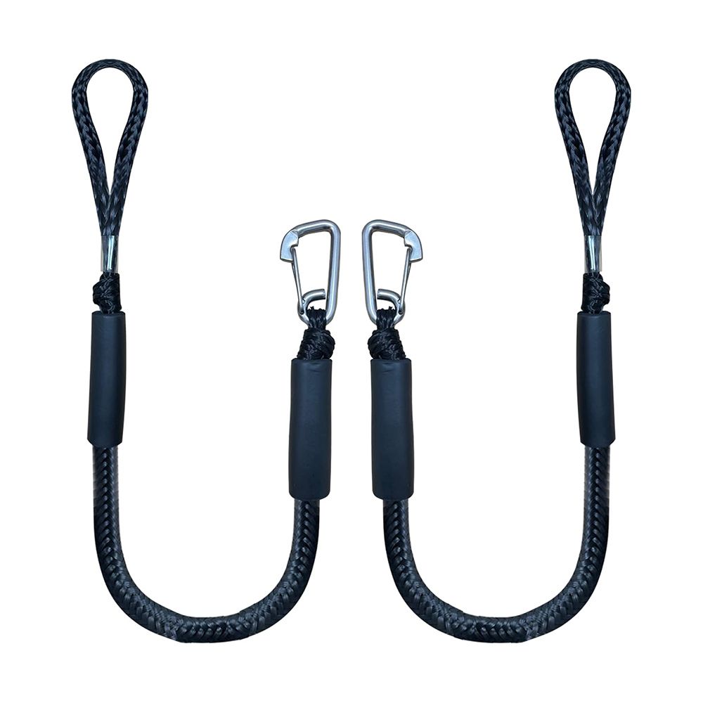 2Pcs 4FT Bungee Dock Line Boat Ropes for Docking Line Mooring Rope with Stainless Steel Clip Accessories for Boats