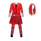 Red Costume Jumpsuits for Girl Rise Red Princess Party Dress up for Age3+ Kids Wig Included (Size:120cm)