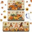 3 Pcs Fall Pumpkin Kitchen Mat Washable Rug Non Slip Doormat Waterproof Kitchen Farmhouse Decor for Home Floor Office Bathroom