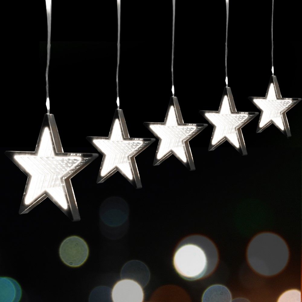 Stockholm Christmas Lights STAR Curtain Lights 240 Cool White LEDs Indoor