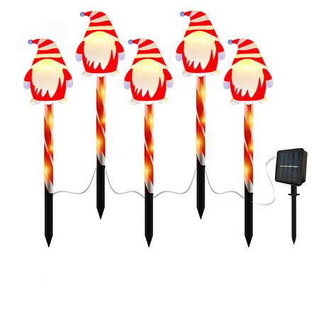 5 Pack LED Christmas Solar Power Ground Stake Outdoor   Pathway  Party Supply Waterproof Solar IP65 Christmas