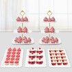 5 Pcs Dessert Table Display Set,2 Pcs Cupcake Stand Holder Cup Cake Tier Tower and 3 Pcs Serving Tray Combo (Wave Square)