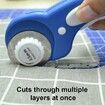 45mm Rotary Cutter with 5pcs Extra Blades, Ergonomic Handle Rolling Cutter with Safety Lock for Fabric, Blue