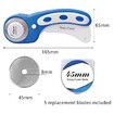45mm Rotary Cutter with 5pcs Extra Blades, Ergonomic Handle Rolling Cutter with Safety Lock for Fabric, Blue