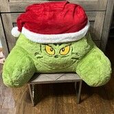 Christmas Grinch Cuddle Cushion Reading Pillow for Kids,Lumbar Support Headboard Backrest Pillow with Arms Christmas Decorations Grinch