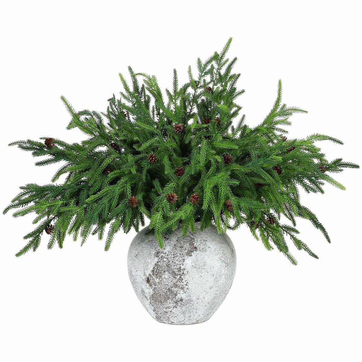 Xmas Norfolk Pine Branches with Pine Cones Norfolk Pine Artificial Xmas Branches for Xmas Indoor Outdoor Home Decor (16 Pcs)