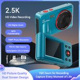72MP Digital Camera 2.5K Video HD Camera 2.4 Inch Screen, 16x Zoom,Auto Focus,Handheld Camera for Kids Beginner Travel Home Photography Color Blue