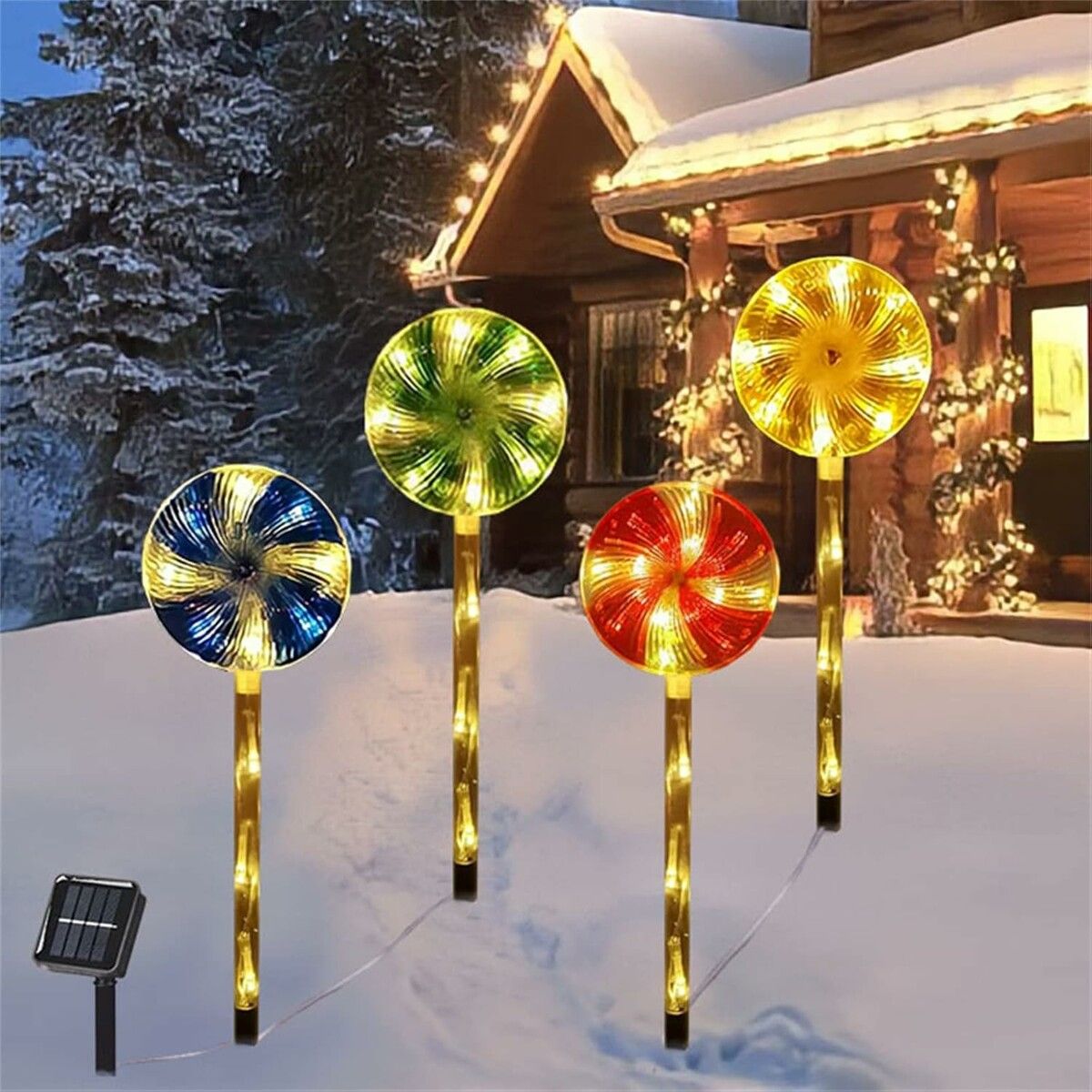 Christmas Solar Candy Cane Lights, Solar Sidewalk Lights Christmas for Outdoor Indoor Xmas Party Garden (Multicolor)