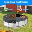 15ft Round Winter Pool Cover for Above Ground Pools, Fade Resistant Pool Cover with Windproof Strap, Drawstring, Ground Nails, Black