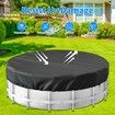 15ft Round Winter Pool Cover for Above Ground Pools, Fade Resistant Pool Cover with Windproof Strap, Drawstring, Ground Nails, Black