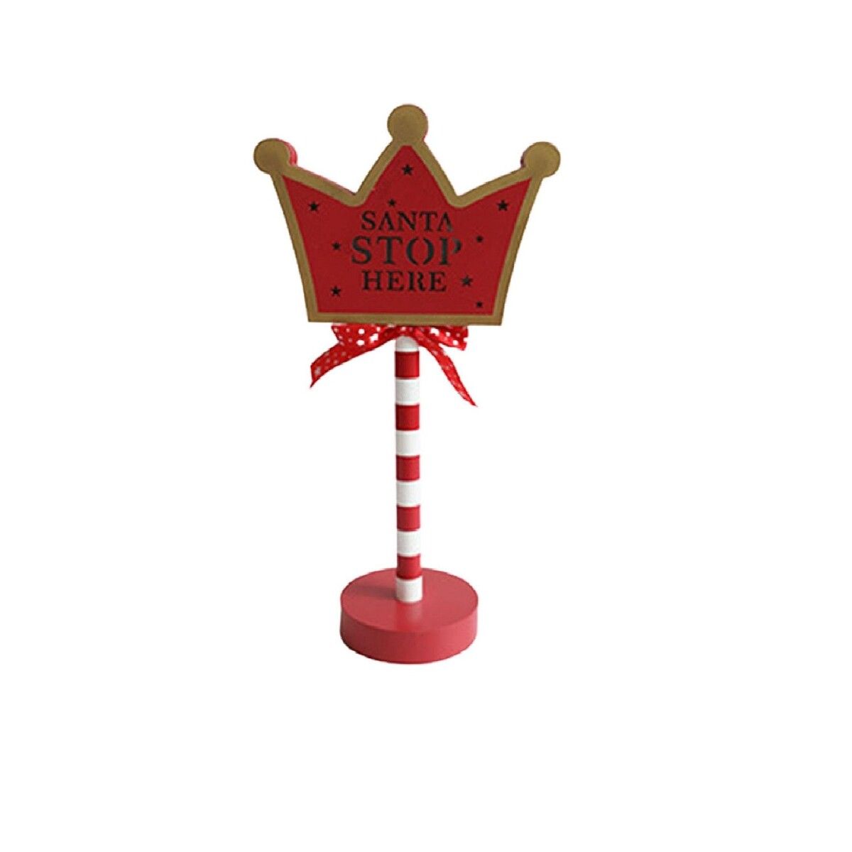 Crown LED Christmas Santa Stop Pole Sign Tabletop Decor Indoor Outdoor Home Office Party Christmas Street Sign Housewarming Gift