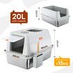 2in1 XL Cat Litter Box Kitty Enclosed Stainless Steel Potty Pan Semi Covered Toilet Modular Tray High Sided Furniture with ABS Lid Carbon Filters