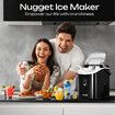 Maxkon Nugget Ice Maker Portable Compact Countertop Pebble Machine Pellet Crusher 15kg for Home Kitchen Office with Handle Black