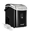 Maxkon Nugget Ice Maker Portable Compact Countertop Pebble Machine Pellet Crusher 15kg for Home Kitchen Office with Handle Black