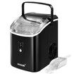 Maxkon Nugget Ice Maker Portable Compact Countertop Pebble Machine Pellet Crusher 15kg for Home Kitchen Office with Handle Black