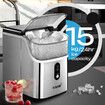 Maxkon Nugget Ice Maker Countertop Portable Compact Pebble Pellet Machine Crusher 15kg for Home Kitchen Office with Handle Silver