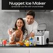 Maxkon Nugget Ice Maker Countertop Portable Compact Pebble Pellet Machine Crusher 15kg for Home Kitchen Office with Handle Silver