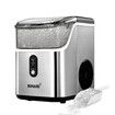 Maxkon Nugget Ice Maker Countertop Portable Compact Pebble Pellet Machine Crusher 15kg for Home Kitchen Office with Handle Silver