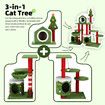 3IN1 Christmas Cat Tree Scratching Post Perch Scratcher Climbing Tower Gym Condo Toy DIY Playhouse Hammock Pet Furniture