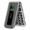 4G VoLTE One Click Unlock Big Button Large Fonts Senior Elderly Mobile Phone High Volume Speakers SOS Button USB C Powered 1200mAh Battery Sliver