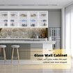 Glass Display Cabinet Wall Mounted Metal Bathroom Kitchen Pantry Cupboard Storage Case Bookshelf Shelving Unit Furniture 3 Tier Organiser